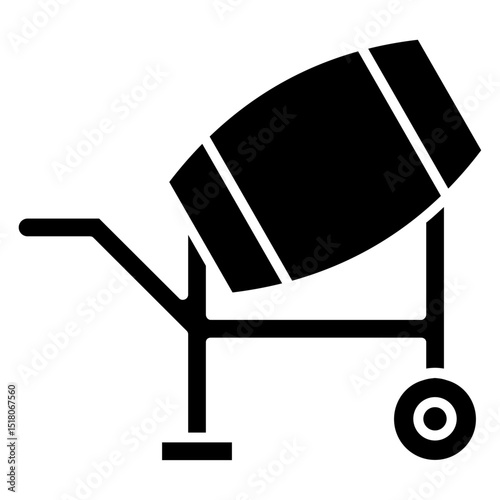 cement mixers icon Flat outline fill black and white