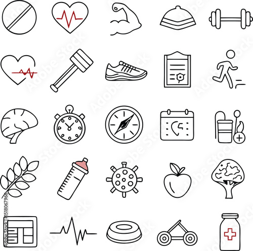 Elegant Wellness Icons A Collection of Scalable Healthcare and Fitness Symbols for Branding
