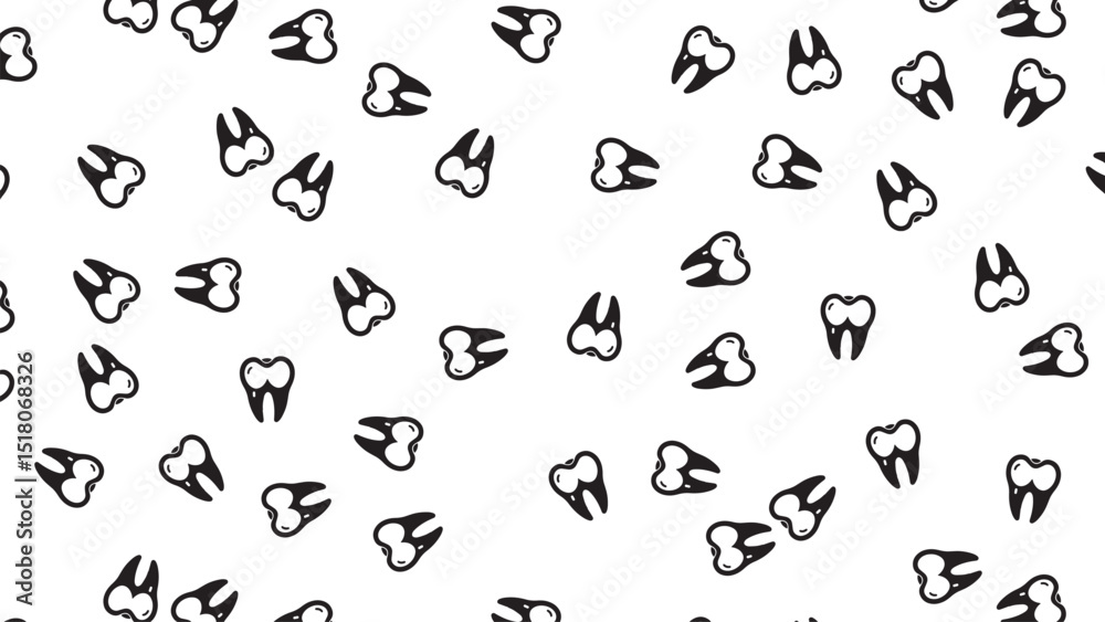Playful Black Tooth Pattern Design for Creative Dental Decor Playful Black Tooth Pattern Design for Creative Dental Decor