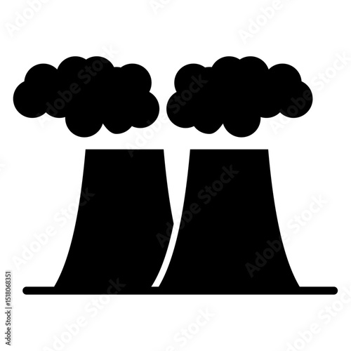 Cooling tower icon Flat outline fill black and white