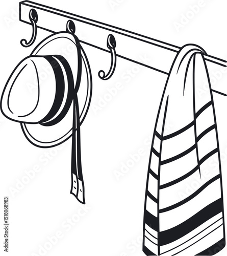 Vector illustration of clothes hanging on a rope with hangers, a symbolic design concept