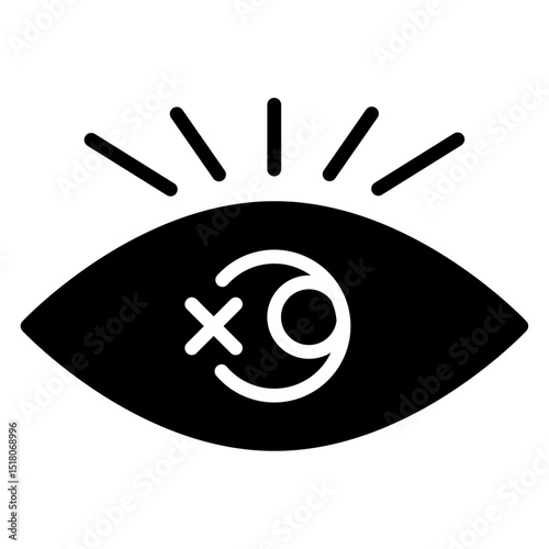 Diabetes eye icon Flat outline fill black and white