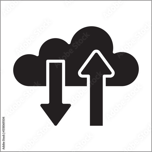 Cloud data storage icon. Data security server icon. Icon symbol compatible for internet , network, security, system. Vector illustration.