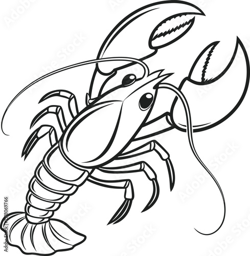 Vector cartoon illustration of a red river crab, a seafood animal with claws and a shell, isolated on whiteVector cartoon illustration of a red river crab, a seafood animal with claws and a shell, iso