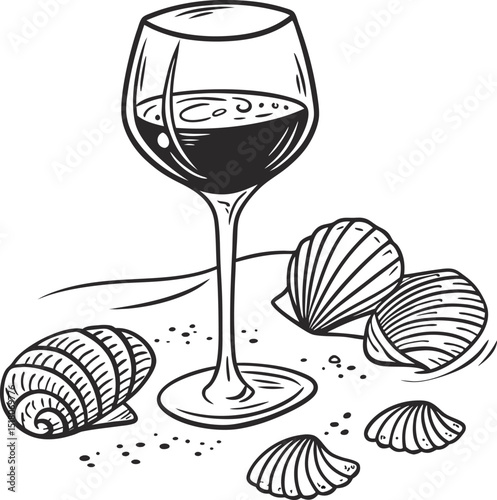 Isolated vector illustration of a red wine glass, perfect for celebrations and bar menus