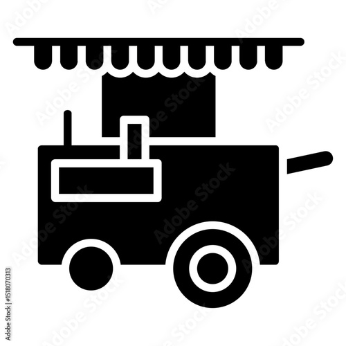 Food cart icon Flat outline fill black and white