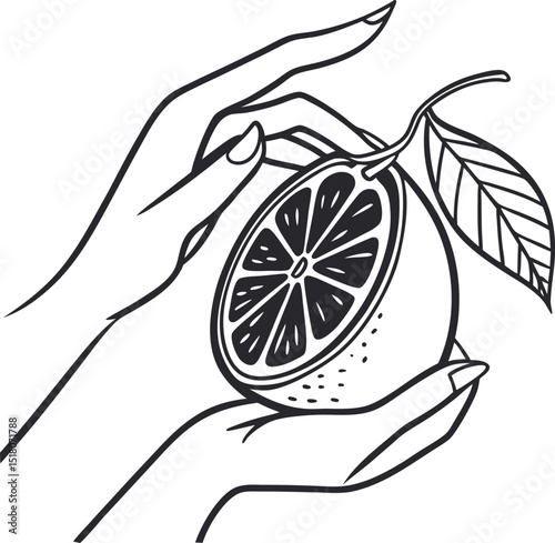 Juicy yellow lemon in hand, a fresh symbol of healthy citrus fruit and summer sweetness