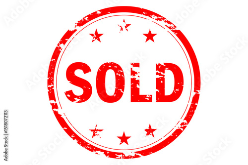 SOLD - Red Rubber Stamp with text SOLD
