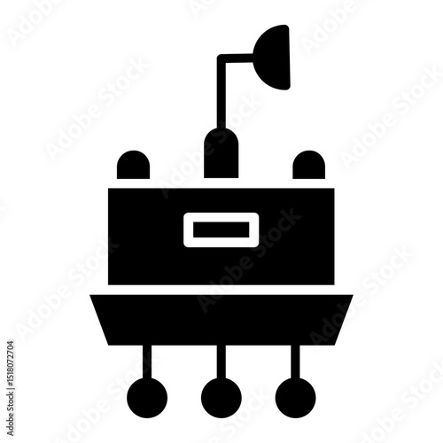 Lander icon Flat outline fill black and white