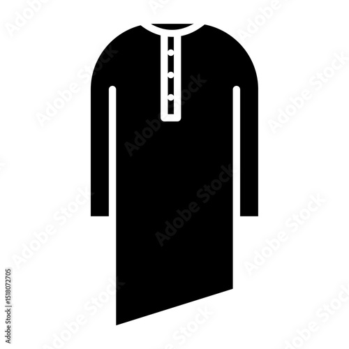 Kurta icon Flat outline fill black and white