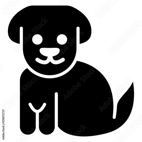 Little puppy icon Flat outline fill black and white