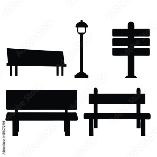 set of black silhouettes