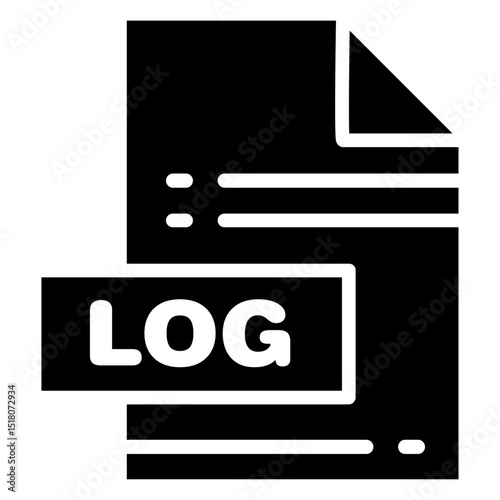 log file icon Flat outline fill black and white