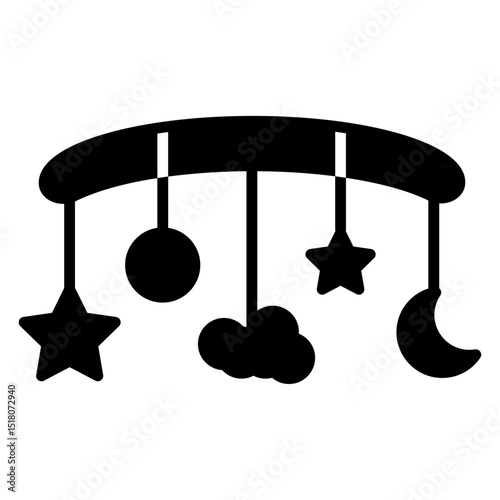 Lullaby toy icon Flat outline fill black and white