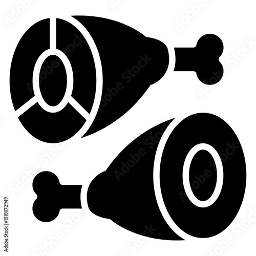 Meat icon Flat outline fill black and white
