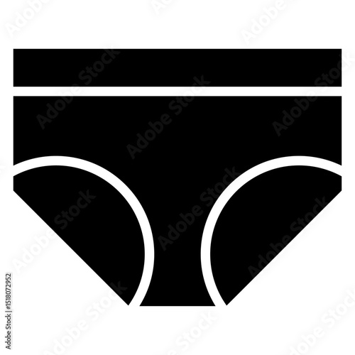 Mens Brief icon Flat outline fill black and white