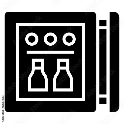 mini bar icon Flat outline fill black and white
