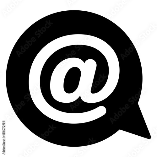 Mentions icon Flat outline fill black and white