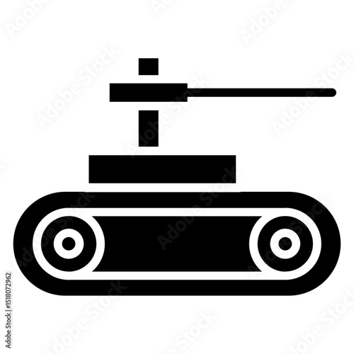 Military robot icon Flat outline fill black and white