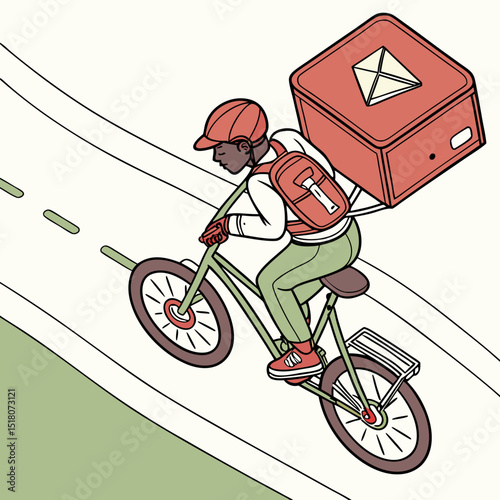Top-down view of a delivery bike with a cargo box – clean vector illustration