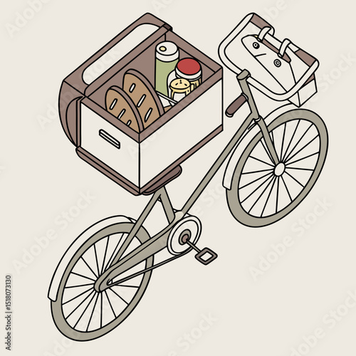 Top-down view of a delivery bike with a cargo box – clean vector illustration
