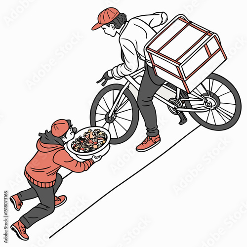 Top-down view of a delivery bike with a cargo box – clean vector illustration