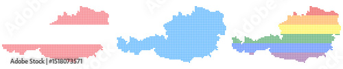 Rhombus dots Austria map. Austrian dotted pixel map in flag, grey and LGBT pride colors. Vector illustration
