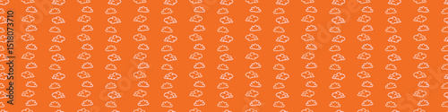 Vibrant fall cloud seamless nursery border. Naive illustration of summer sky in hand drawn playful style for childrens nursery edging, ribbon. 