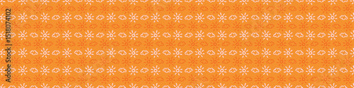 Vibrant fall sunshine seamless nursery border. Naive illustration of summer sky in hand drawn playful style for childrens nursery edinging, banner. 