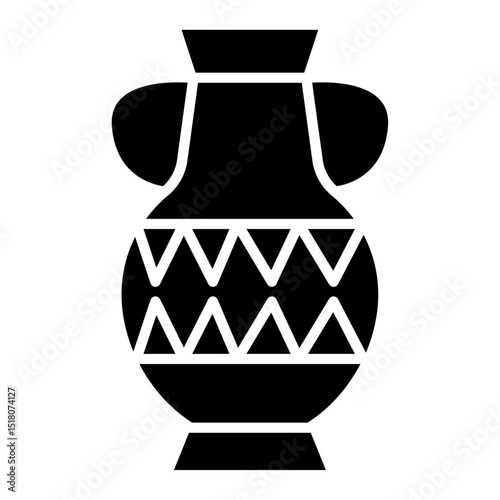 Ornamental vase icon Flat outline fill black and white