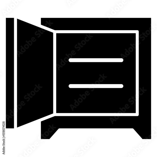 Open safe box icon Flat outline fill black and white