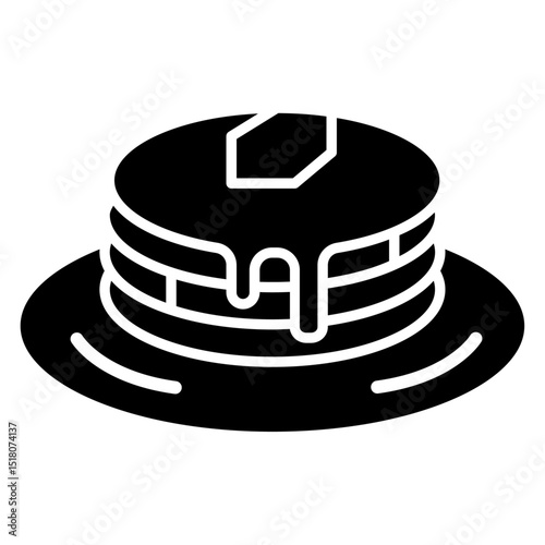 pancakes icon Flat outline fill black and white
