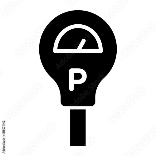 Parking meter icon Flat outline fill black and white