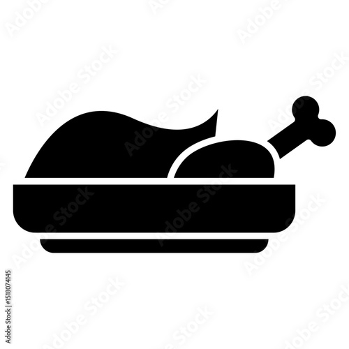 Peking duck food icon Flat outline fill black and white