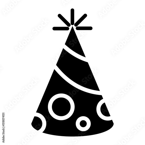 Party hat icon Flat outline fill black and white