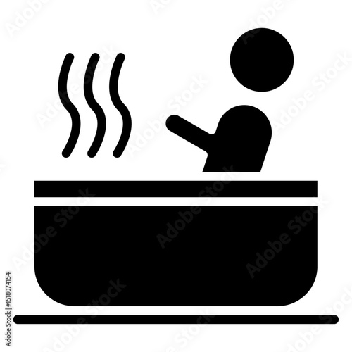 Person Bathing Icon Flat outline fill black and white