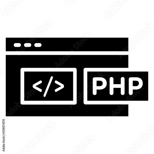php icon Flat outline fill black and white