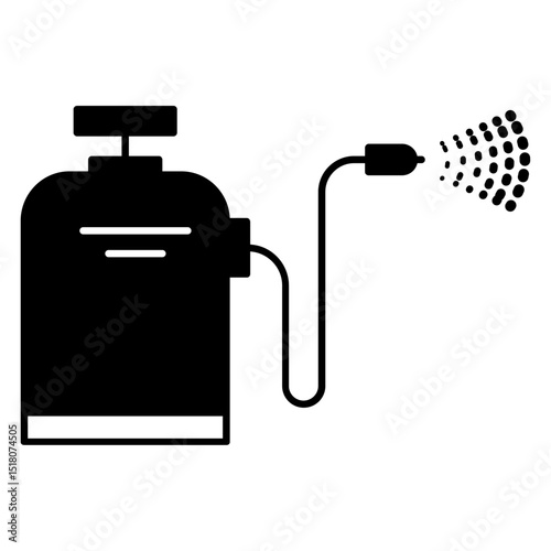 Pressure sprayer icon Flat outline fill black and white