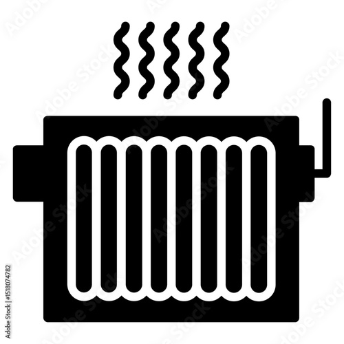Radiator icon Flat outline fill black and white