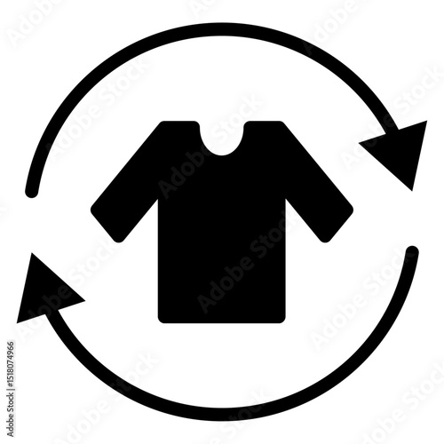Recycling clothes icon Flat outline fill black and white