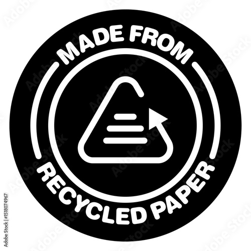 Recycled paper icon Flat outline fill black and white