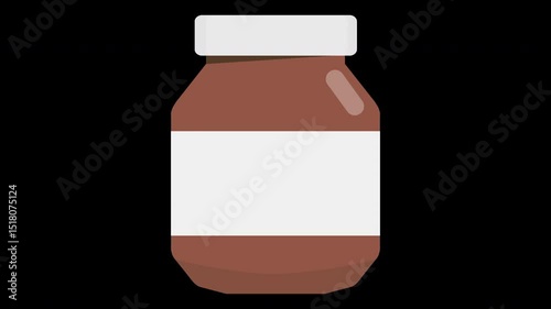 Chocolate Spread Jar Animation Isolated on a Transparent Background in Minimal Style
