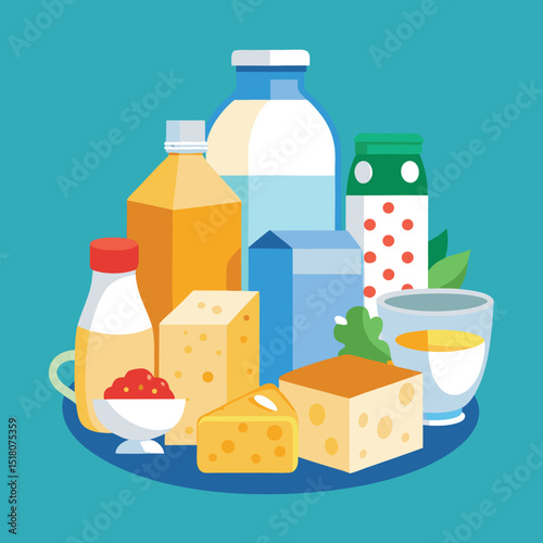 dairy products vector illustration