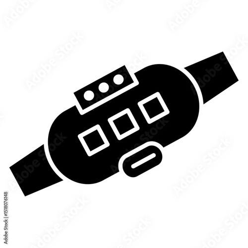Smartband icon Flat outline fill black and white