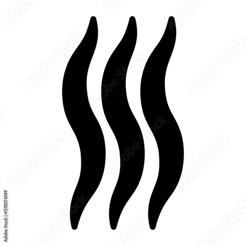 Smoke steam silhouette icon Flat outline fill black and white