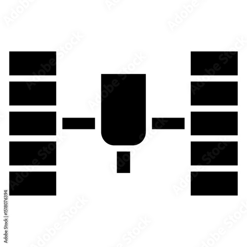 Space station icon Flat outline fill black and white