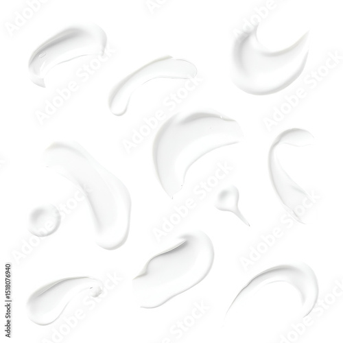 cream smears realistic white cosmetic gel creamy toothpaste blobs isolated on transparent background