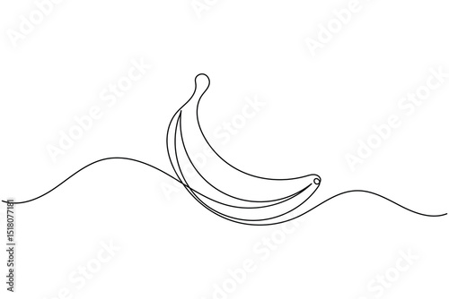 Banana fruit continuous one line drawing and minimalist style isolate outline vector icon