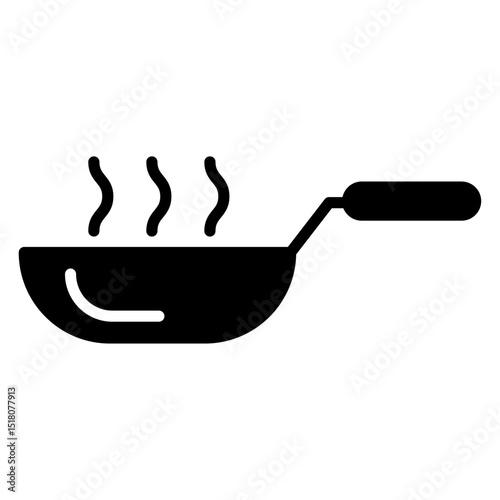 wok icon Flat outline fill black and white