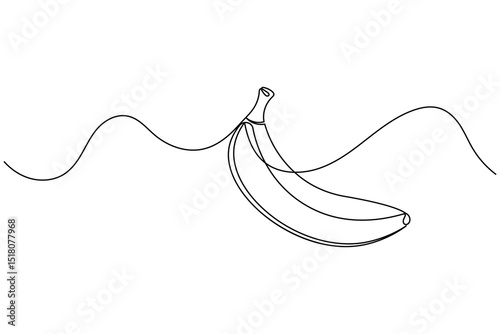 Banana fruit continuous one line drawing and minimalist style isolate outline vector icon